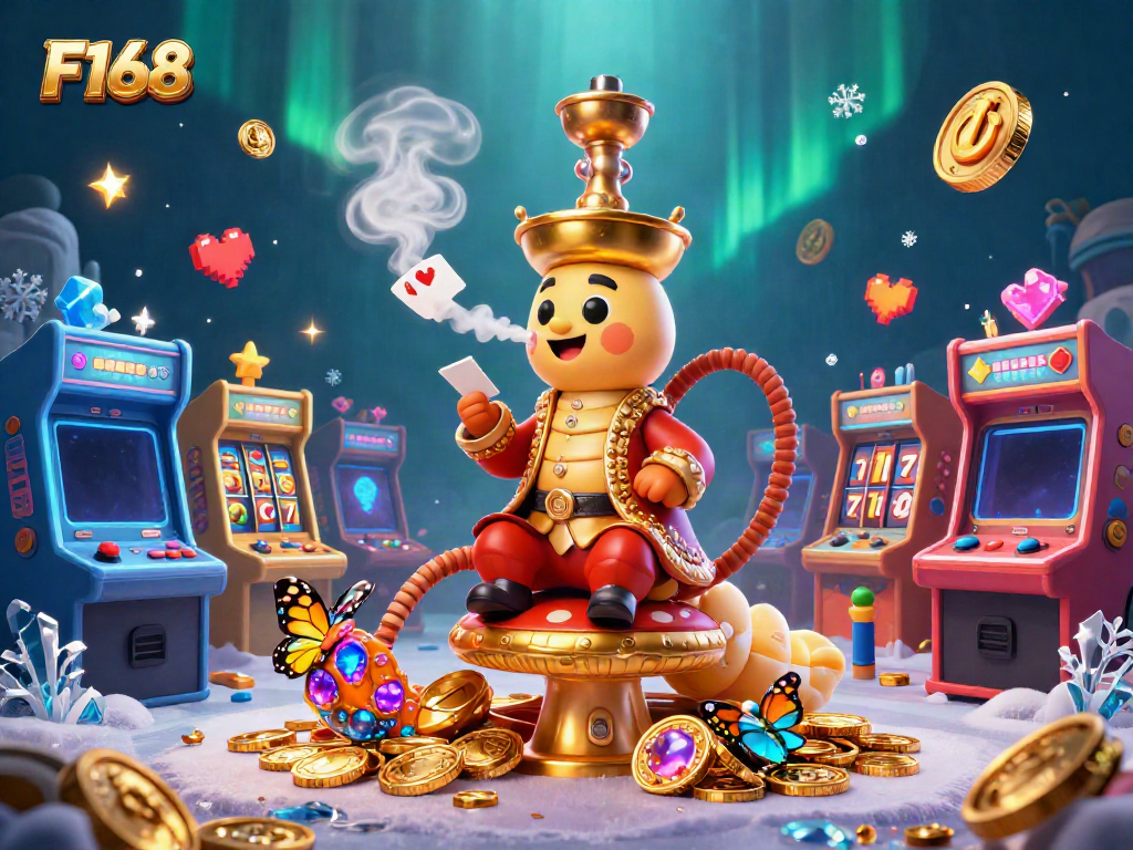 Experience F168 with an enchanting 3D illustration featuring vibrant casino elements, dynamic gameplay, and thrilling treasures.