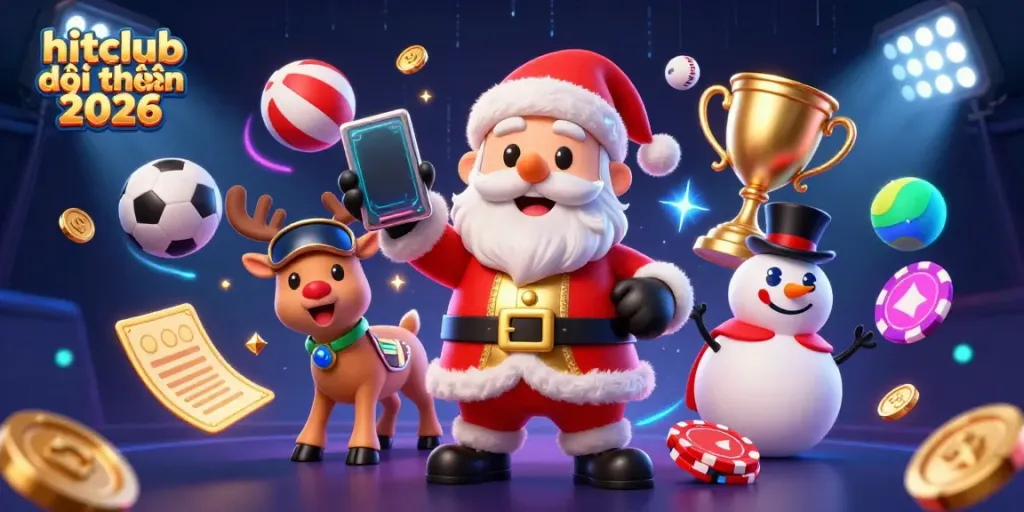 Engage with hitclub đổi thưởng 2026 as friendly Santa and pals celebrate jackpots with casino elements.